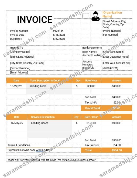 Labour Invoice Template